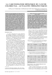 LA CARCINOMATOSE HÉPATIQUE DU CANCER COLORECTAL : ACTUALITÉS THÉRAPEUTIQUES