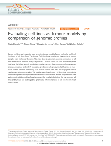 Evaluating cell lines as tumour models by comparison of genomic proﬁles ARTICLE