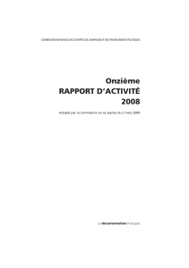 Télécharger Commission nationale des comptes de campagne et des financements politiques - Onzième rapport d'activité 2008 au format PDF, poids 492.04 Ko