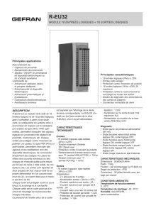 R-EU32 MODULE 16 ENTREES LOGIQUES + 16 SORTIES LOGIQUES Principales applications Principales caractéristiques