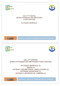 Jacques-A. Sepulchre (Département de Physique) UE3 (1 PARTIE) BASES PHYSIQUES DES MÉTHODES D’EXPLORATION