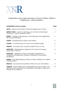 Présentation des projets financés au titre de l’édition 2009 du