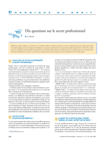 Dix questions sur le secret professionnel C