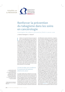 L Renforcer la prévention du tabagisme dans les soins en cancérologie