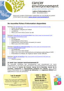 De nouvelles fiches d’information disponibles  Lettre d'information n°4 Août - Novembre 2011