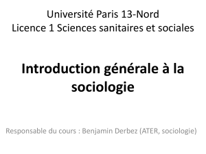 Introduction générale à la sociologie Université Paris 13-Nord