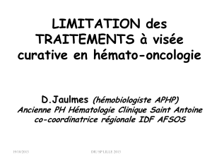 LIMITATION des TRAITEMENTS à visée curative en hémato-oncologie