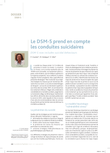 L Le DSM-5 prend en compte les conduites suicidaires DOssIeR