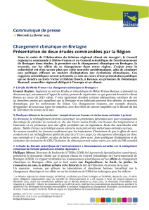 Communiqué de presse Changement climatique en Bretagne 