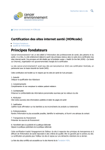 Principes fondateurs Certification des sites internet santé (HONcode)