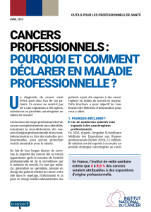 U CANCERS PROFESSIONNELS : POURQUOI ET COMMENT