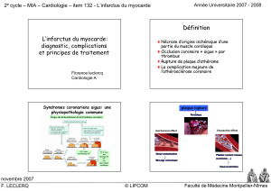 D é finition L’infarctus du myocarde: