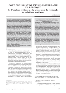 COÛT CROISSANT DE L’INSULINOTHÉRAPIE EN BELGIQUE de solutions pratiques