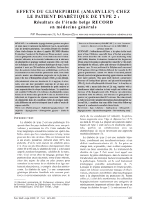 EFFETS DU GLIMEPIRIDE (AMARYLLE ) CHEZ Résultats de l’étude belge RECORD