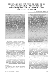 DÉPISTAGE DES CANCERS DU SEIN ET DU COMPORTEMENTS DE LA POPULATION