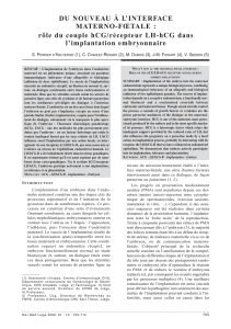 DU NOUVEAU À L’INTERFACE MATERNO-FŒTALE : rôle du couple hCG/récepteur LH-hCG dans