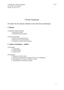 Chimie Organique IV réactivité des chaines latérales et des fonctions aromatiques