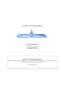 BULLETIN OFFICIEL DES ARMEES Edition Chronologique PARTIE PERMANENTE Administration Centrale