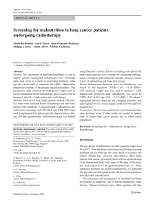 Screening for malnutrition in lung cancer patients undergoing radiotherapy ORIGINAL ARTICLE