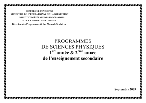 PROGRAMMES DE SCIENCES PHYSIQUES  1