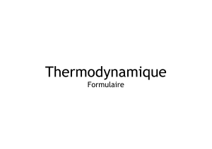 Thermodynamique Formulaire