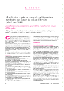 Identification et prise en charge des prédispositions (mise à jour 2004)