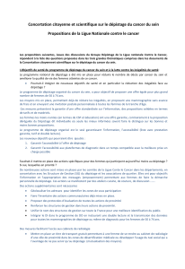 Concertation citoyenne et scientifique sur le dépistage du cancer du... Propositions de la Ligue Nationale contre le cancer