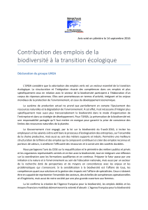 Contribution des emplois de la biodiversité à la transition écologique