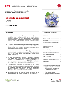 Contexte commercial Chine  Octobre 2014