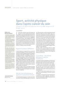 L Sport, activité physique dans l’après-cancer du sein DOSSIER