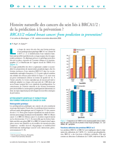 L Histoire naturelle des cancers du sein liés à BRCA1/2 :