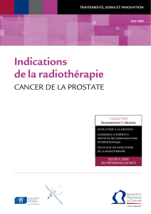 Indications de la radiothérapie CANCER DE lA pRostAtE recommandations
