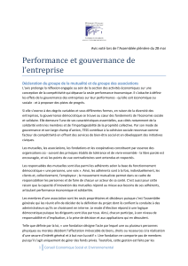 Performance et gouvernance de l'entreprise