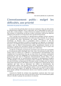L’investissement public : malgré les difficultés, une priorité