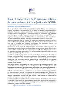 Bilan et perspectives du Programme national Déclaration du groupe des Associations