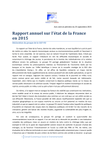 Rapport annuel sur l'état de la France en 2015 Déclaration du groupe