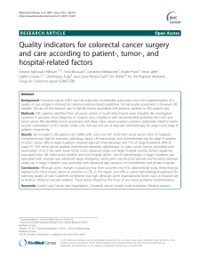 Quality indicators for colorectal cancer surgery hospital-related factors