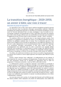 La transition énergétique : 2020-2050, Déclaration du groupe de l’agriculture