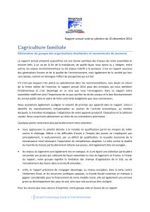 L’agriculture familiale  Rapport annuel voté en plénière du 10 décembre 2014