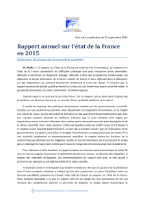 Rapport annuel sur l'état de la France en 2015 Déclaration du groupe