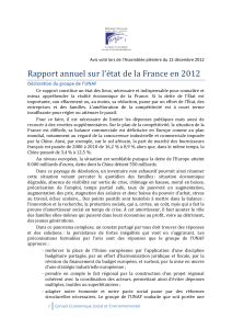 Rapport annuel sur l’état de la France en 2012