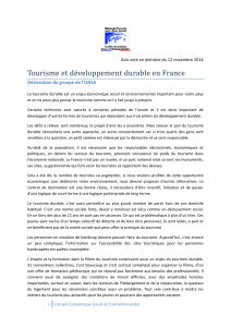 Tourisme et développement durable en France Déclaration du groupe de l’UNSA