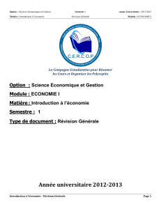 Option  : Science Economique et Gestion Module : ECONOMIE I