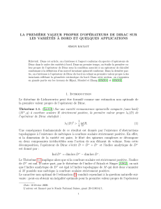 La premi re valeur propre d'op rateurs de Dirac, sur les vari t s bord et quelques applications