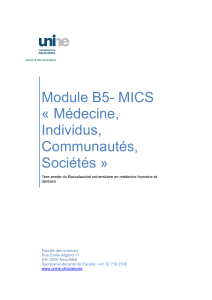 Module B5- MICS « Médecine, Individus, Communautés,