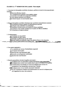 L3- 1. Concernant les hémopaîhies myéloïdes chroniques, quelle(s) est (sont) la... exaete(s): SESSION 2013-2014, module : Tissu sanguin