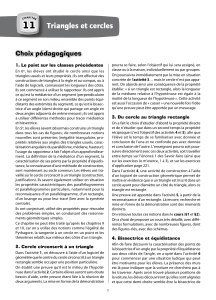 11 Triangles et cercles Choix pédagogiques 1. Le point sur les classes précédentes