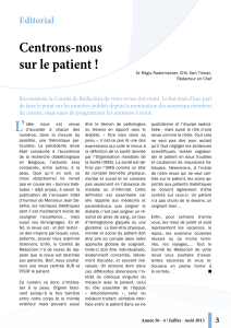 Centrons-nous sur le patient ! Editorial 