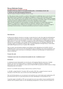 Revue Médicale Suisse RADIO-ONCOLOGIE ET RADIOTHÉRAPIE. CONFIRMATION DE L’EFFICACITÉ DES RADIATIONS IO