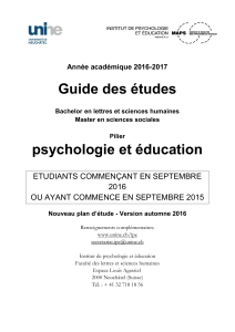 Guide des études psychologie et éducation  ETUDIANTS COMMENÇANT EN SEPTEMBRE